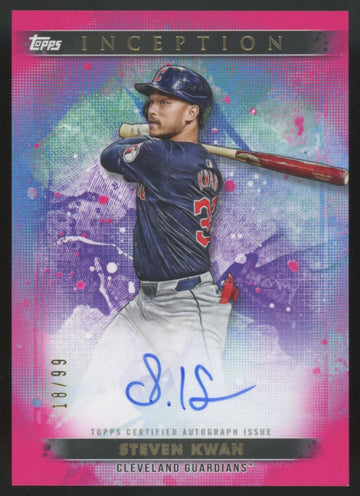 2024 Topps Inception Steven Kwan Pink Rookie & Emerging Star Auto /99 #BRES-KW