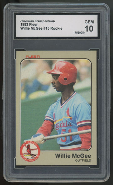 1983 Fleer Willie McGee RC #15 PGA 10
