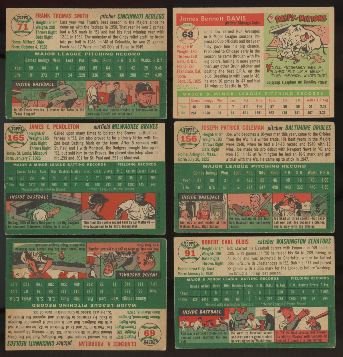 1954/1955/1956 Topps Baseball (Lot Of 18) VG