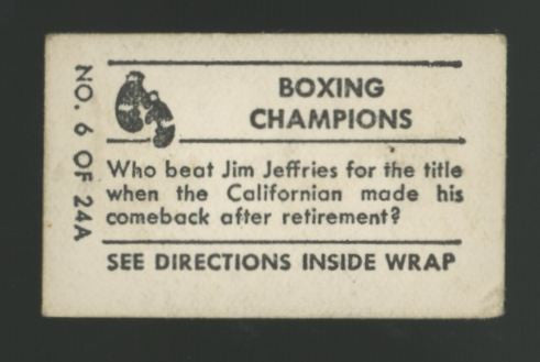 1948 Topps Magic Jack Johnson Boxing Champions #6 VG-VG/EX