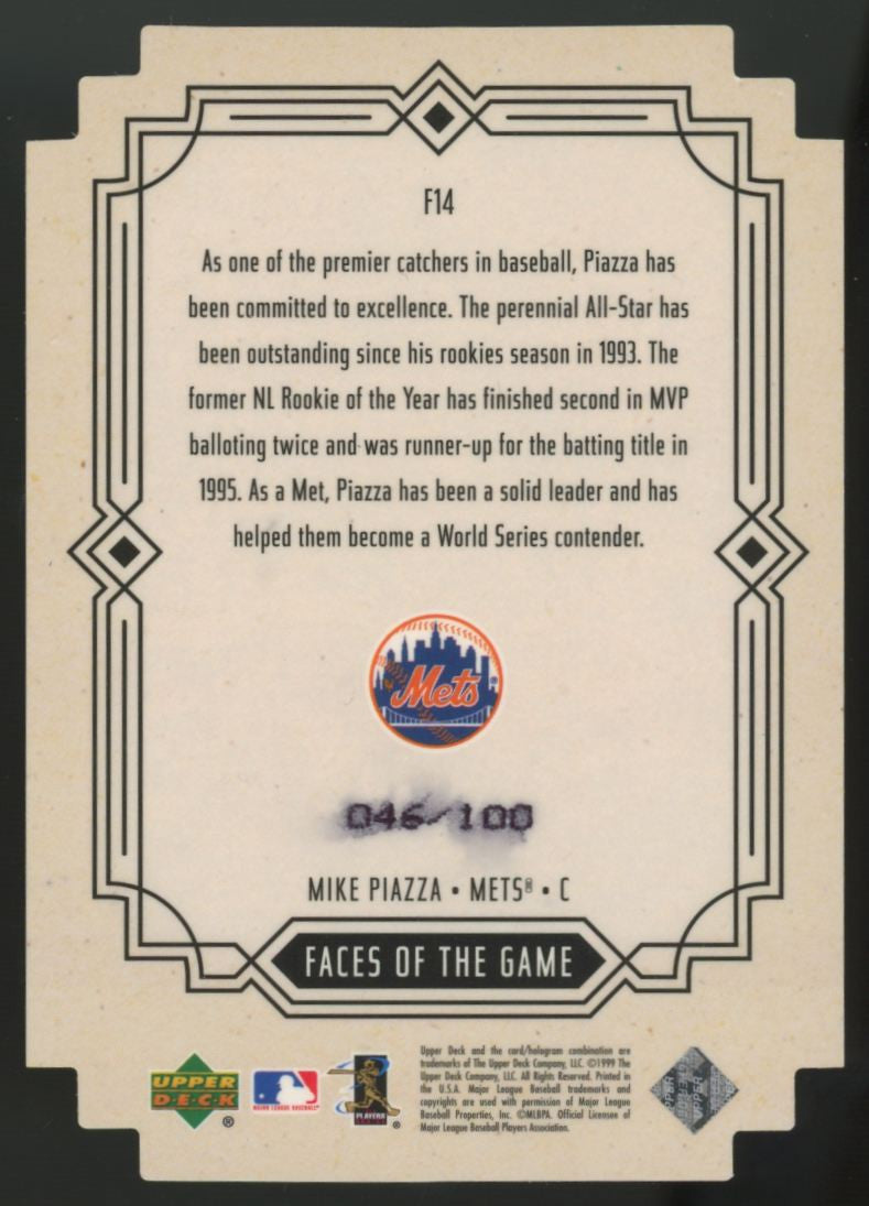 1999 Upper Deck Mike Piazza Silver Faces Of The Game /100 #F14