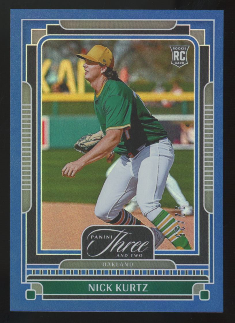 2025 Panini Three & Two Nick Kurtz RC Navy Blue /25 #78