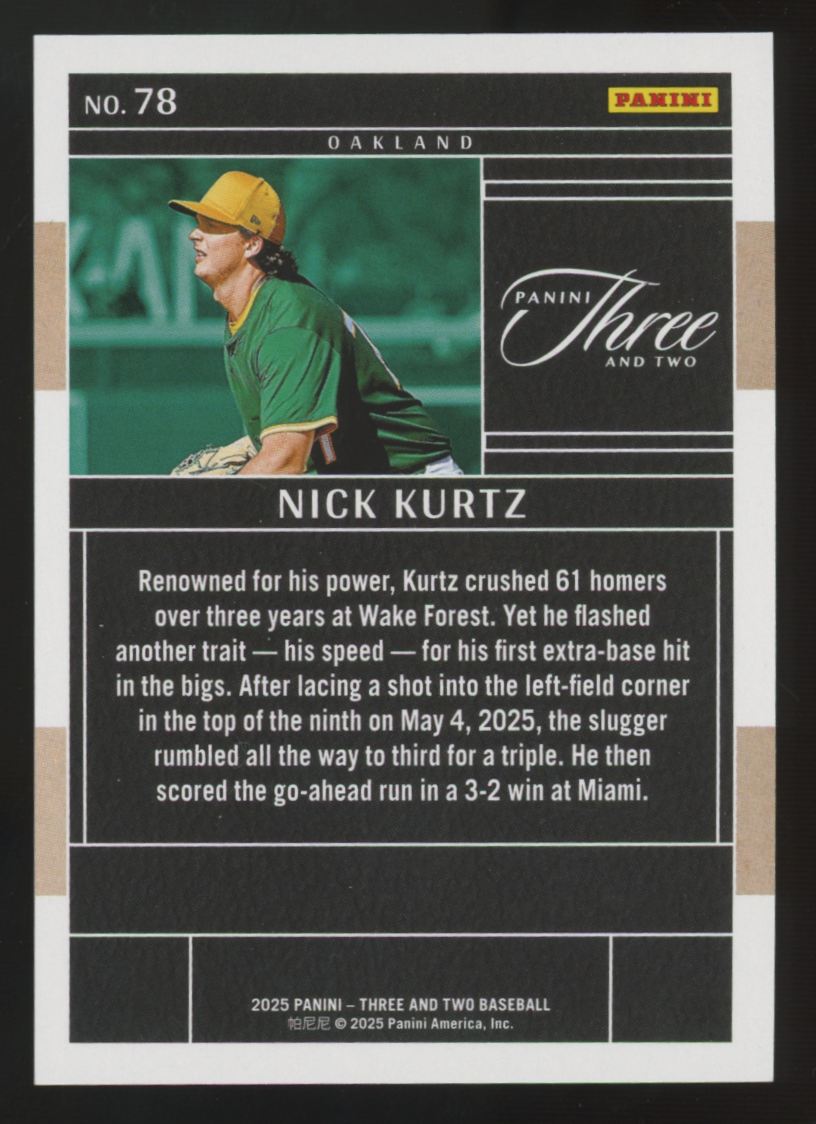 2025 Panini Three & Two Nick Kurtz RC Navy Blue /25 #78