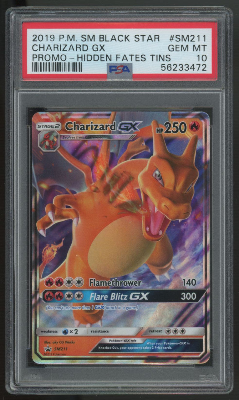 2019 Pokemon Charizard GX Hidden Fates Promo #SM211 PSA 10 (C)