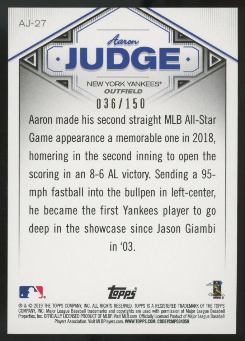 2019 Topps Series Two Aaron Judge Highlights 150th Anniversary /150 #AJ-27