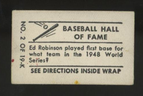 1948 Topps Magic Cleveland Indians Baseball Hall Of Fame #2 Good