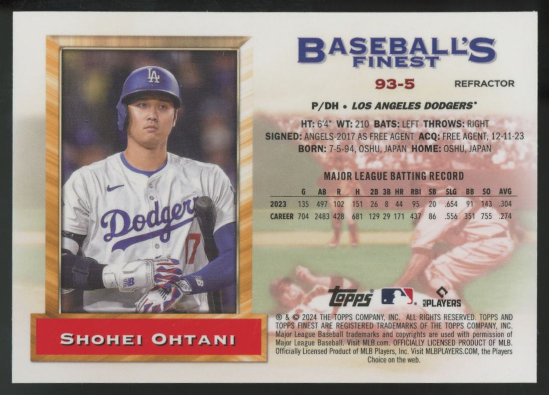 2024 Topps Finest Shohei Ohtani What If 1993 Prototype Refractor #93-5