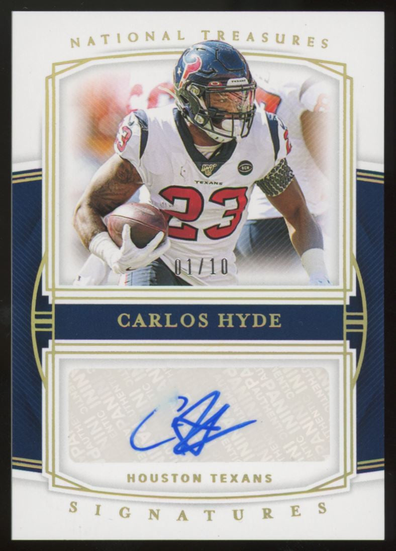 2019 Panini National Treasure Carlos Hyde Signatures Auto /10 #S-CH
