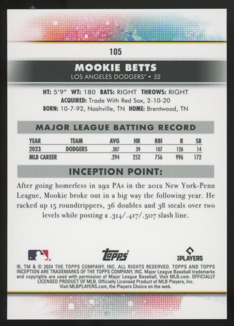 2024 Topps Inception Mookie Betts Alpha SP #105