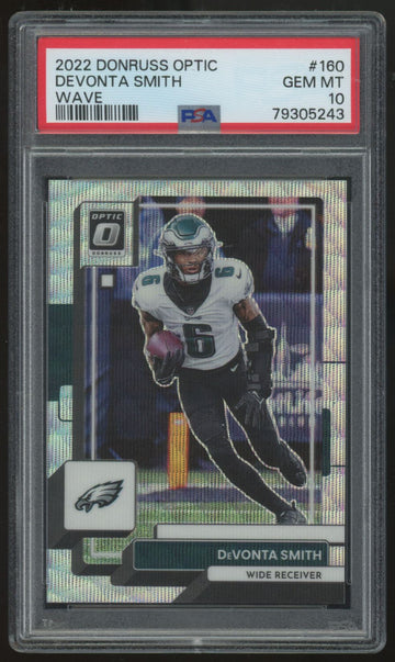 2022 Panini Donruss Optic DeVonta Smith Wave Prizm /300 #160 PSA 10