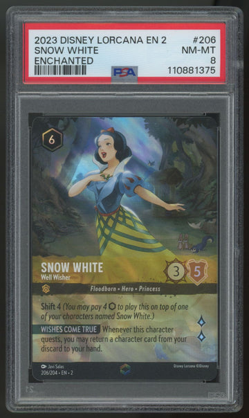 2023 Disney Lorcana Snow White EN 2 Enchanted #206 PSA 8