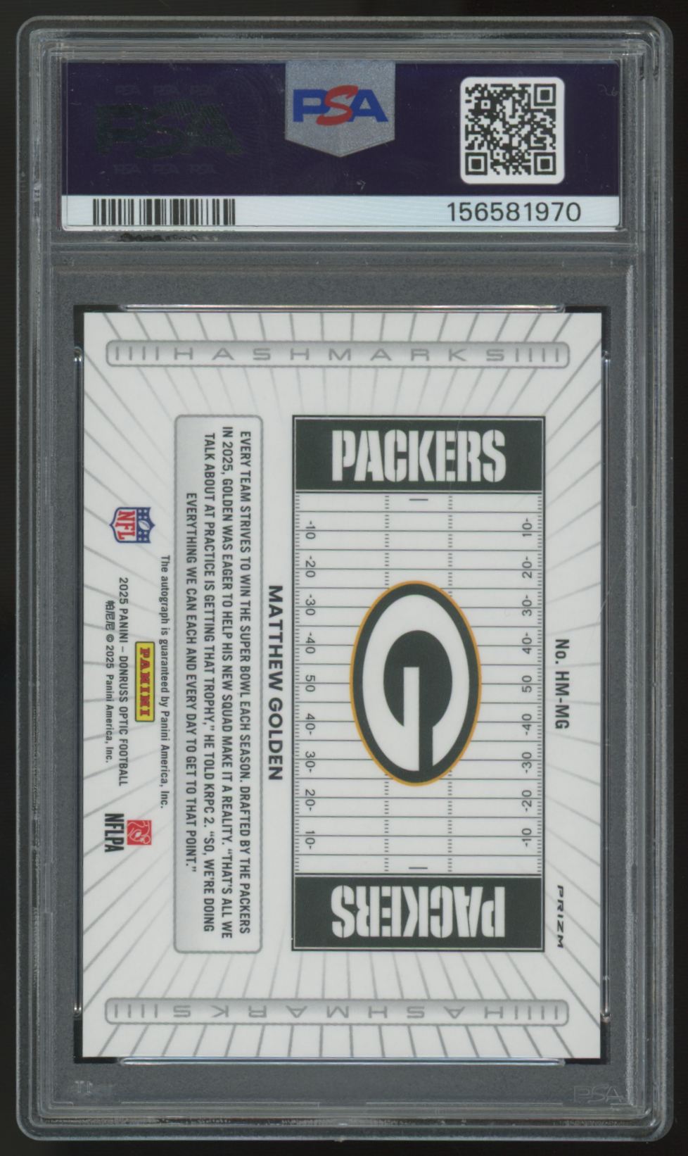 2025 Panini Donruss Optic Matthew Golden RC Hash Marks Auto #HM-MG PSA 10