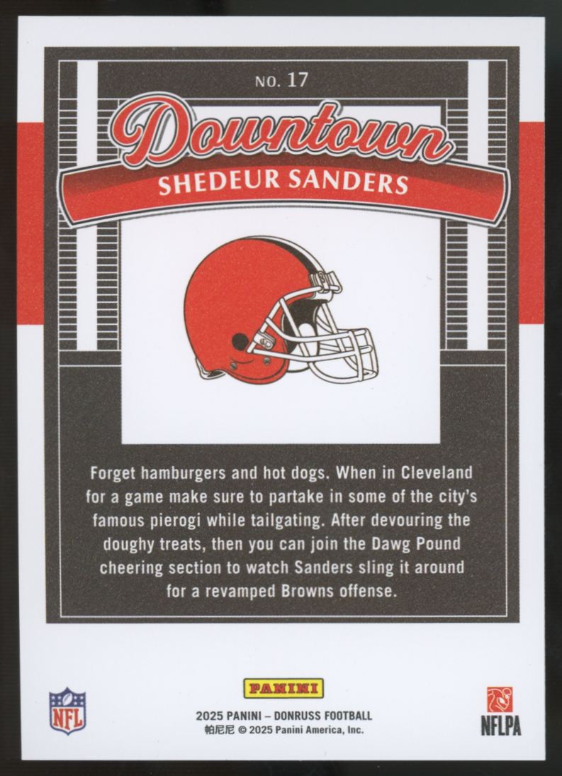 2025 Panini Donruss Shedeur Sanders RC Downtown SSP #17 "B"