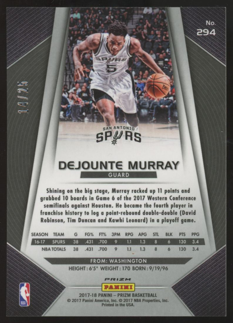 2017-18 Panini Prizm DeJounte Murray Mojo /25 #294