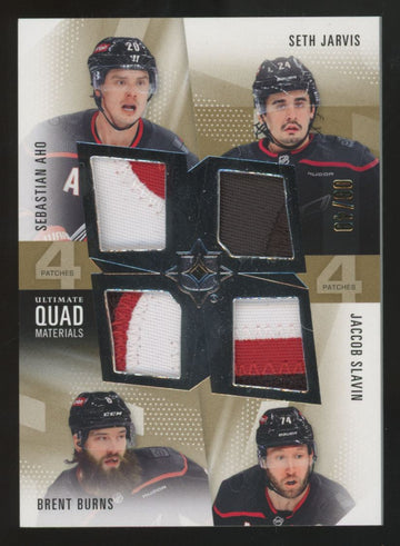 2024-25 UD Ultimate Aho/Jarvis/Burns/Slavin Parallel Quad Patch /49 #QM-AJBS