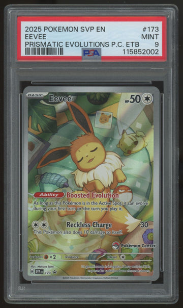 2025 Pokemon Eevee Prismatic Evolutions Pokemon Center ETB Promo #173 PSA 9 (B)