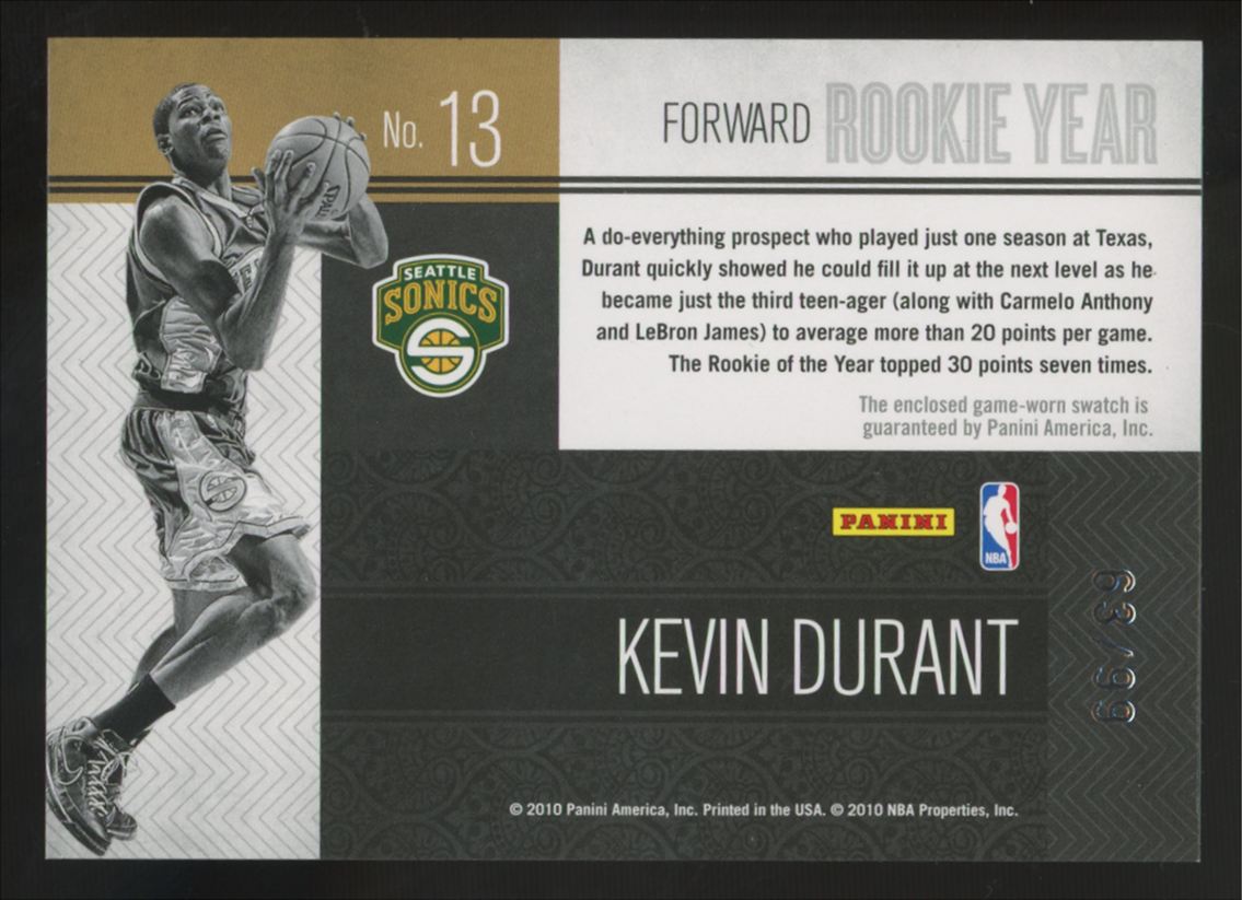 2010-11 Panini Timeless Treasures Kevin Durant Patch /99 #13