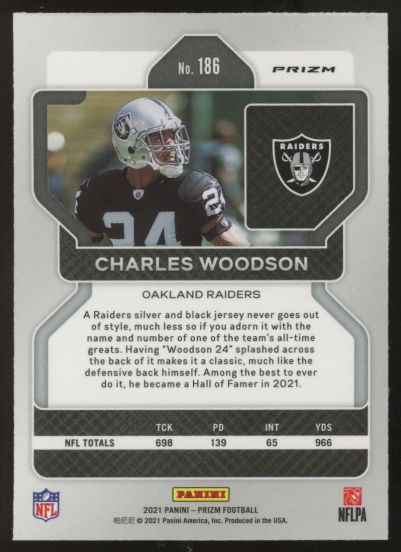 2021 Panini Prizm Charles Woodson Black And White Checker #186
