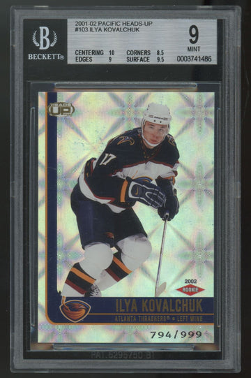 2001-02 Pacific Heads-Up Ilya Kovalchuk RC /999 #103 BGS 9