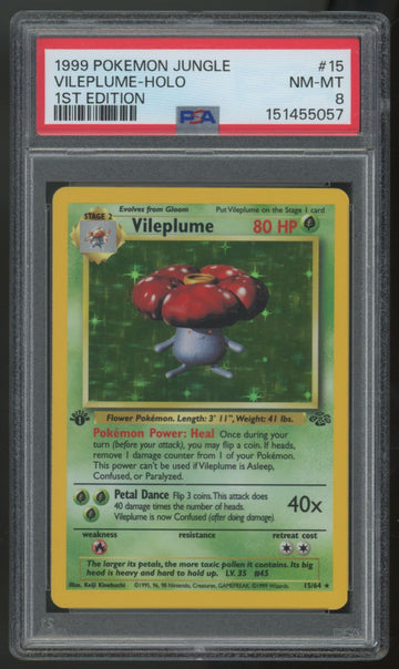 1999 Pokemon Vileplume Jungle 1st Edition Holo #15 PSA 8