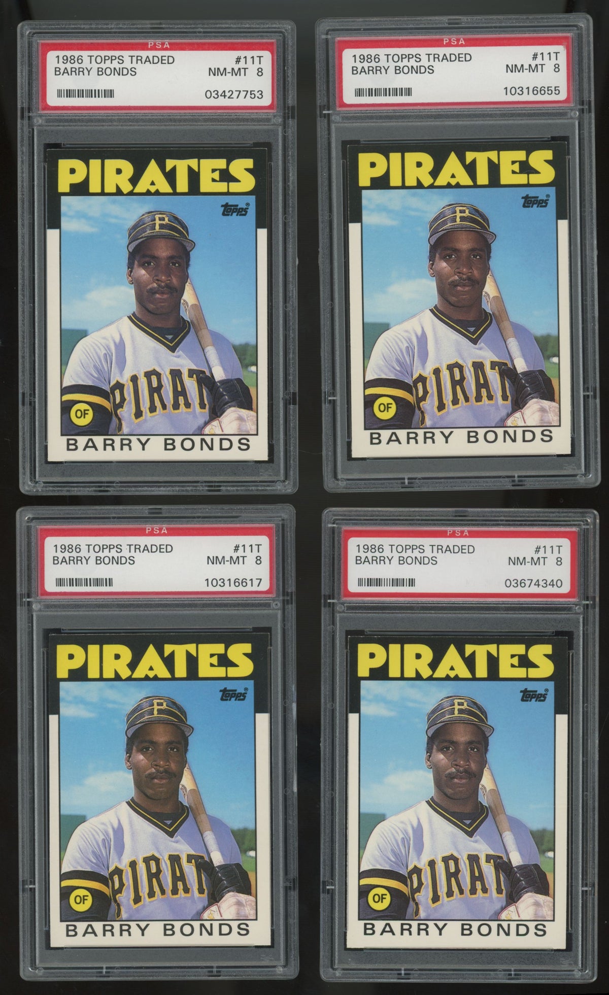 1986 Topps Traded Barry Bonds RC #11T PSA 8 (Lot Of 10) "A"