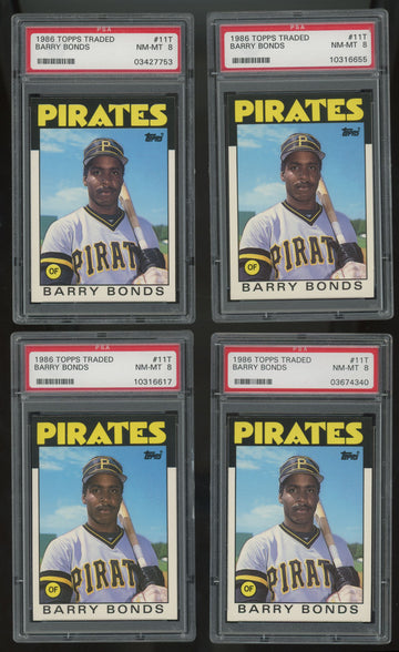 1986 Topps Traded Barry Bonds RC #11T PSA 8 (Lot Of 10) "A"