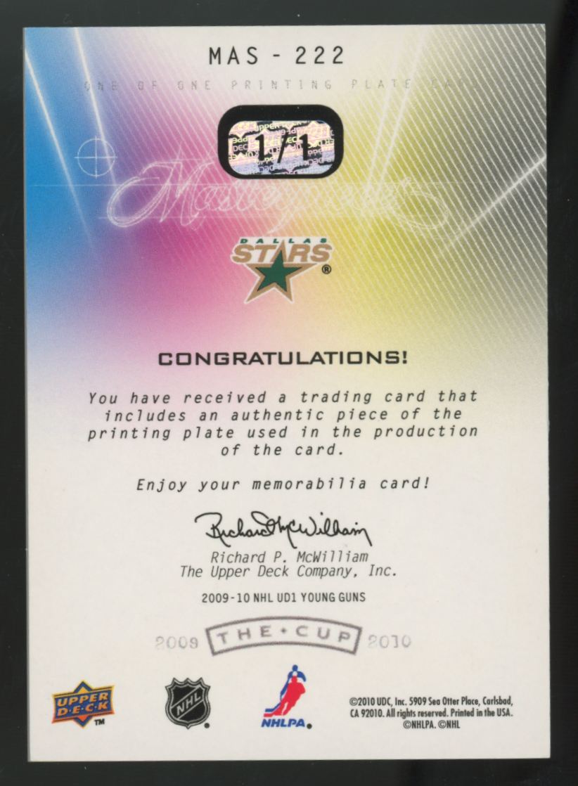 2009-10 UD The Cup Ivan Vishnevskiy RC Masterpieces Black Printing Plate 1/1