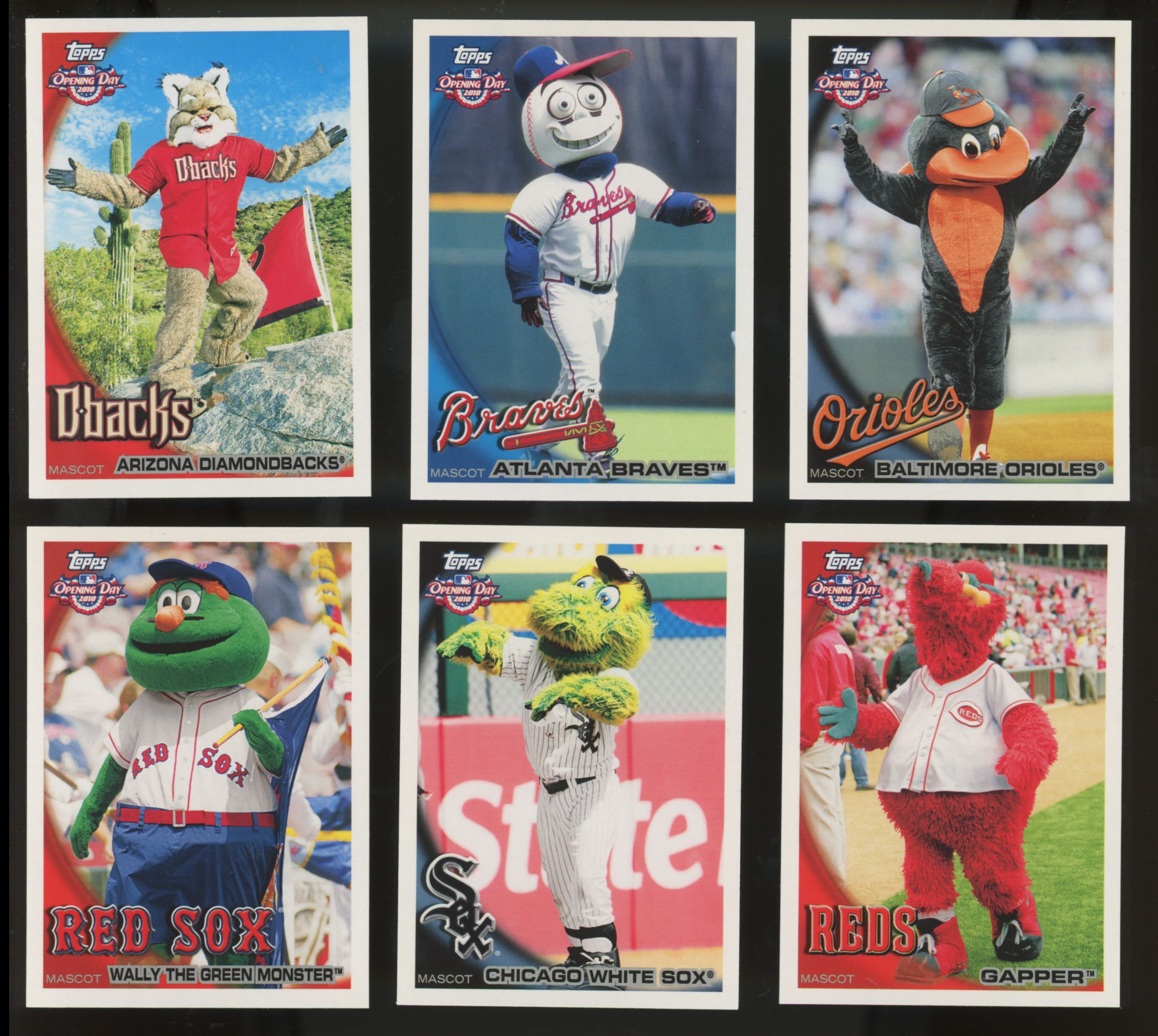 2010 Topps Opening Day Mascots Complete Set (1-25) Phillie Phanatic