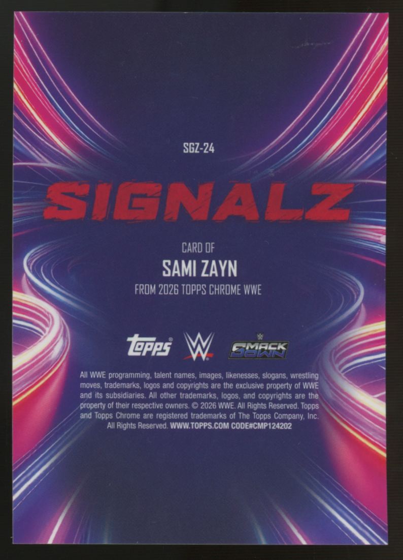 2026 Topps Chrome WWE Sami Zayn Signalz SSP #SGZ-24
