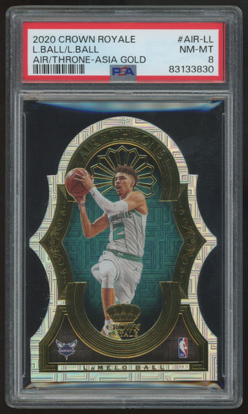 2020-21 Crown Royale LaMelo Ball/Lonzo Ball RC Air To The Throne Asia Gold PSA 8