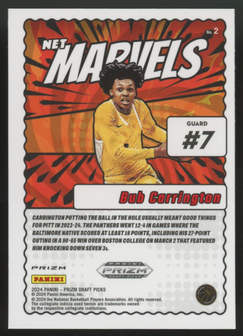2024-25 Prizm Draft Bub Carrington RC Net Marvels SSP #2