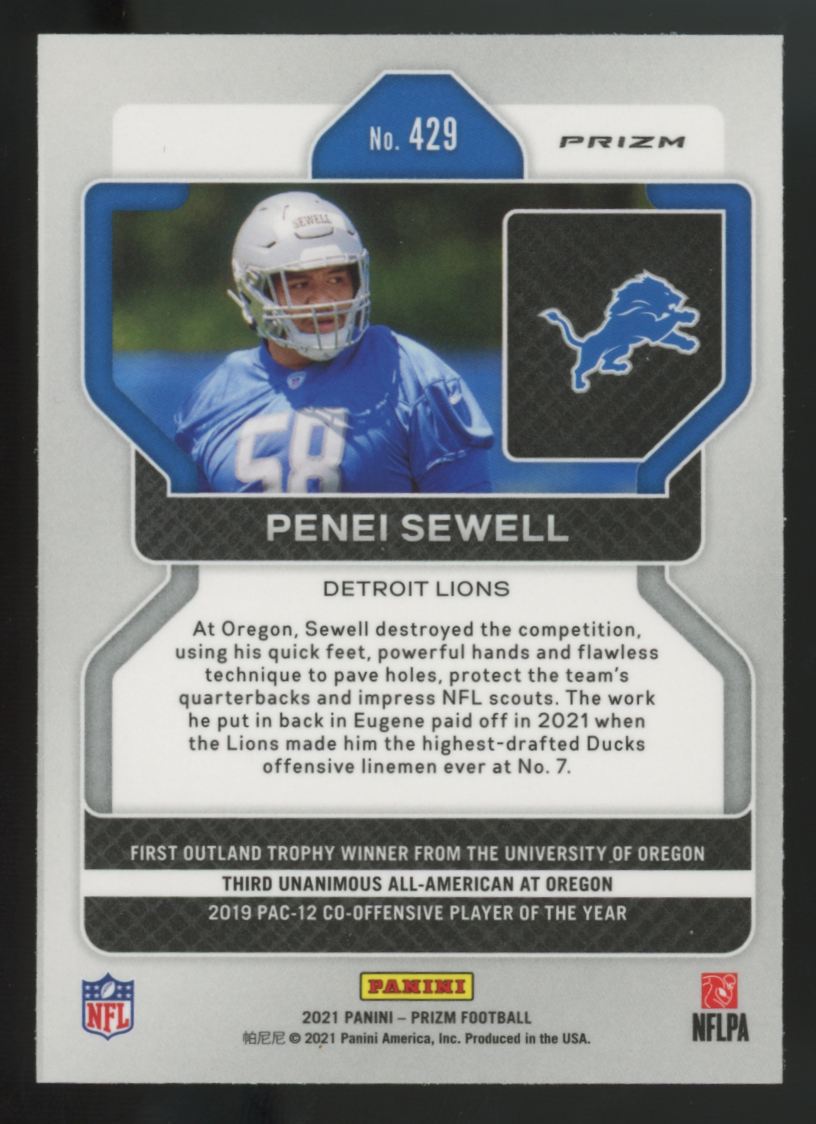 2021 Panini Prizm Penei Sewell RC Red & Black Checker SSP #429