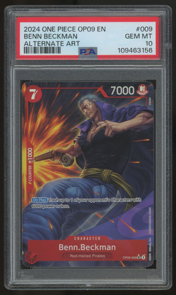 2024 One Piece Benn Beckham OP09 Alt Art #009 PSA 10