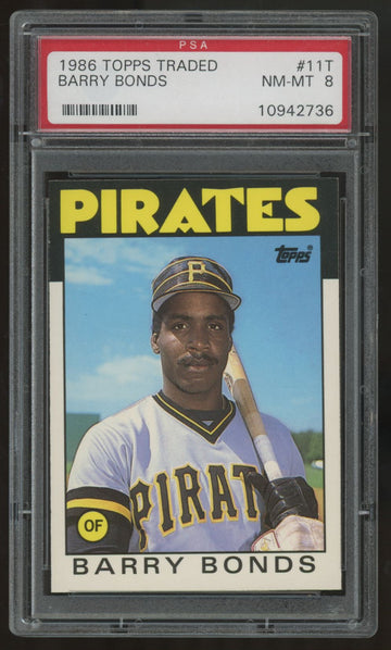 1986 Topps Traded Barry Bonds RC #11T PSA 8 *736