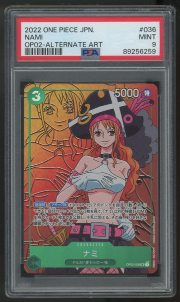 2022 One Piece Nami OP02 Japanese Alt Art #036 PSA 9