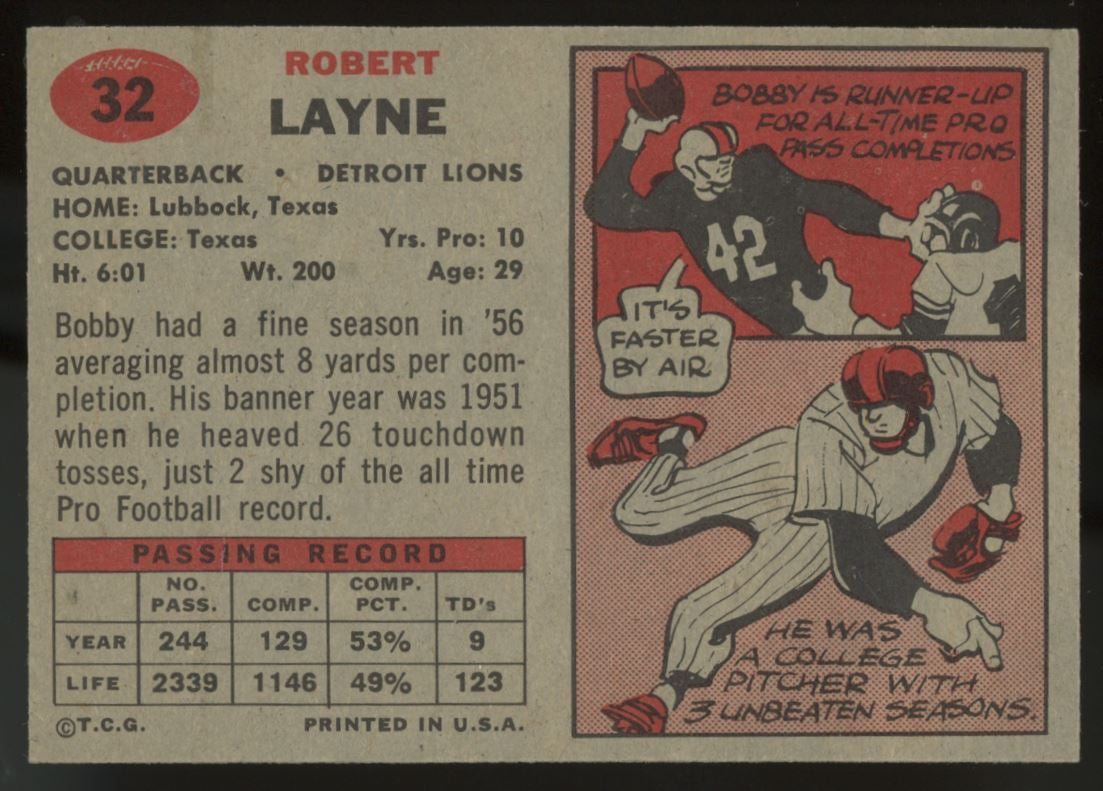 1957 Topps Bobby Layne #32 EX/MT-NM