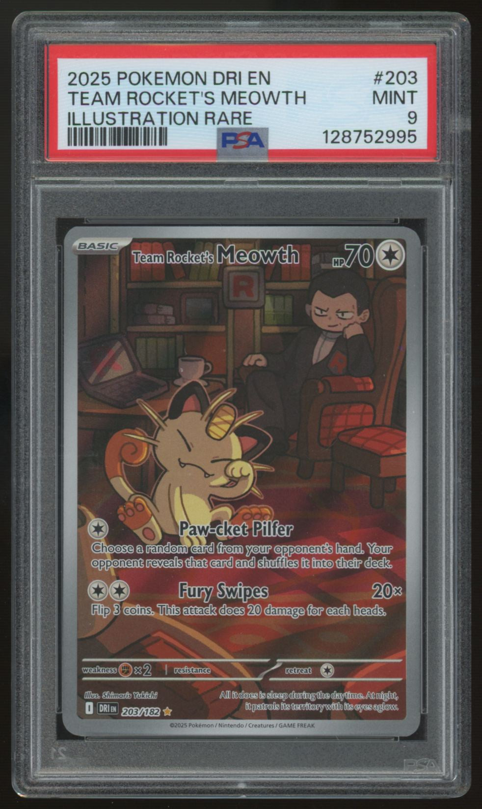 2025 Pokemon Team Rocket's Meowth Destined Rivals IR #203 PSA 9