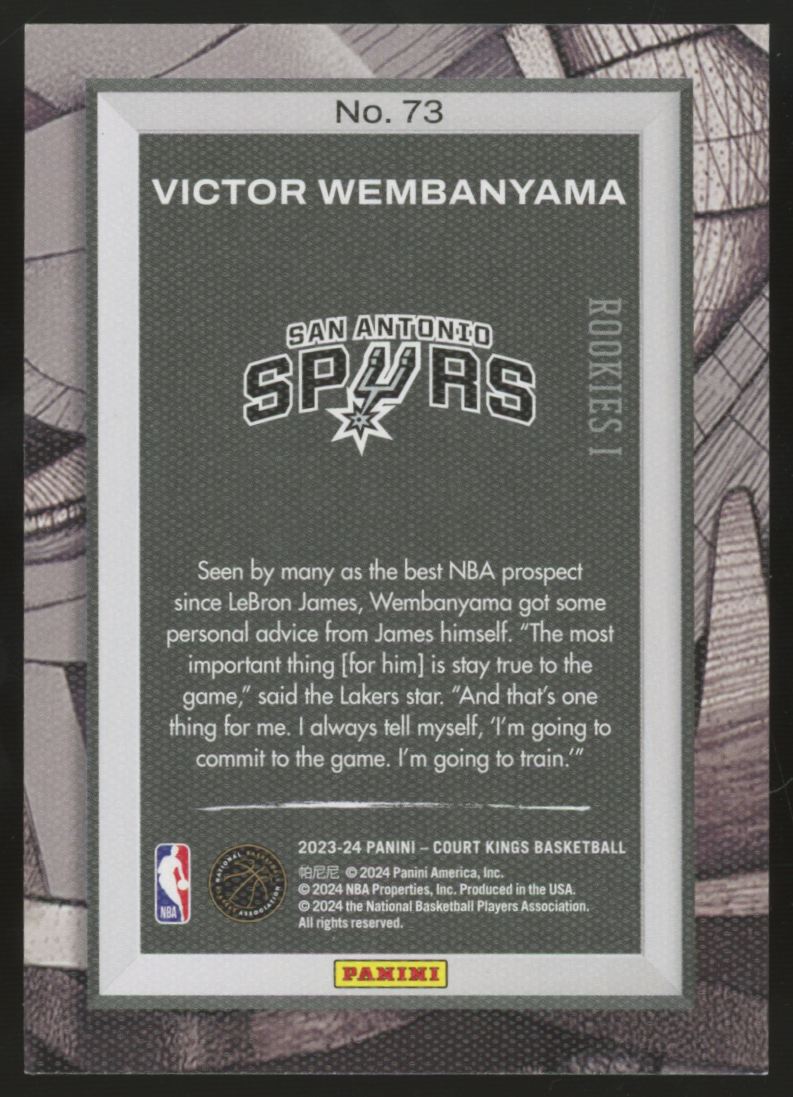 2023-24 Panini Court Kings Victor Wembanyama RC Rookies #73 "A"
