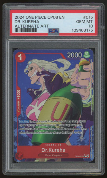 2024 One Piece Dr. Kureha OP08 Alt Art #015 PSA 10