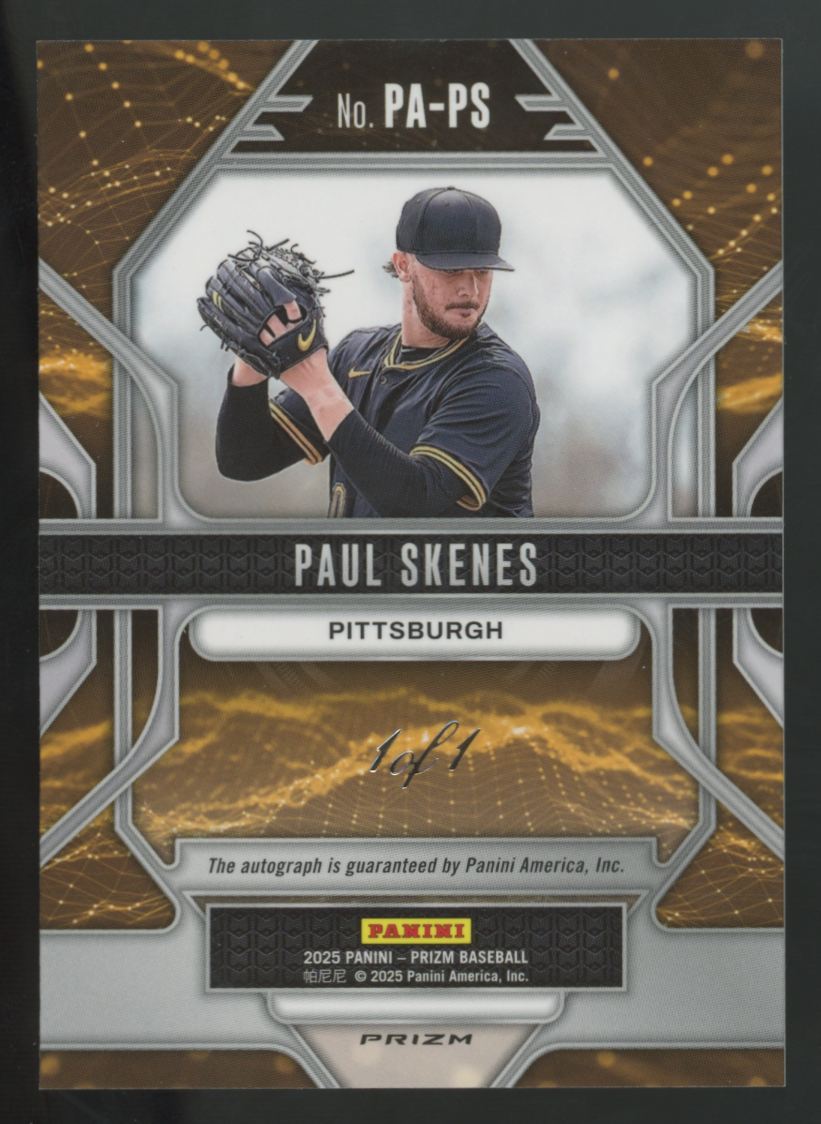 2025 Panini Prizm Paul Skenes Prizmatrix Gold Vinyl Auto 1/1 #PA-PS