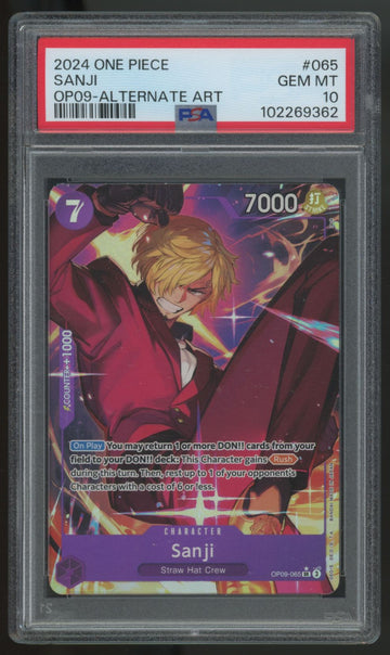 2024 One Piece Sanji OP09 Alt Art #065 PSA 10