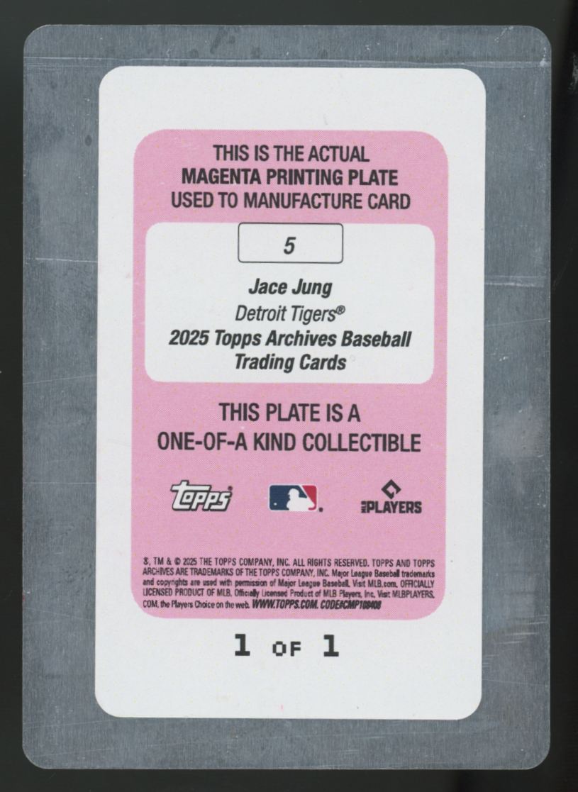 2025 Topps Archives Jace Jung RC Magenta Printing Plate 1/1 #5