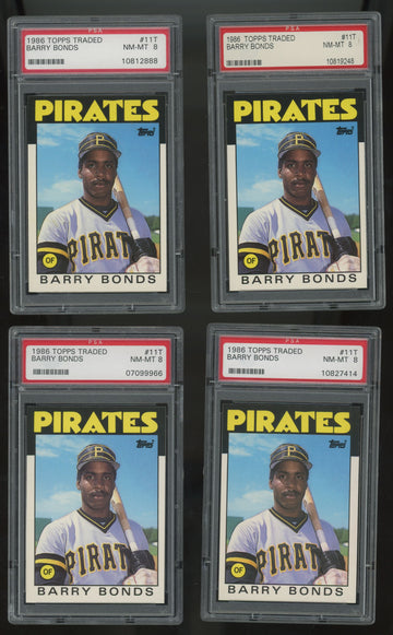 1986 Topps Traded Barry Bonds RC #11T PSA 8 (Lot Of 10) "B"