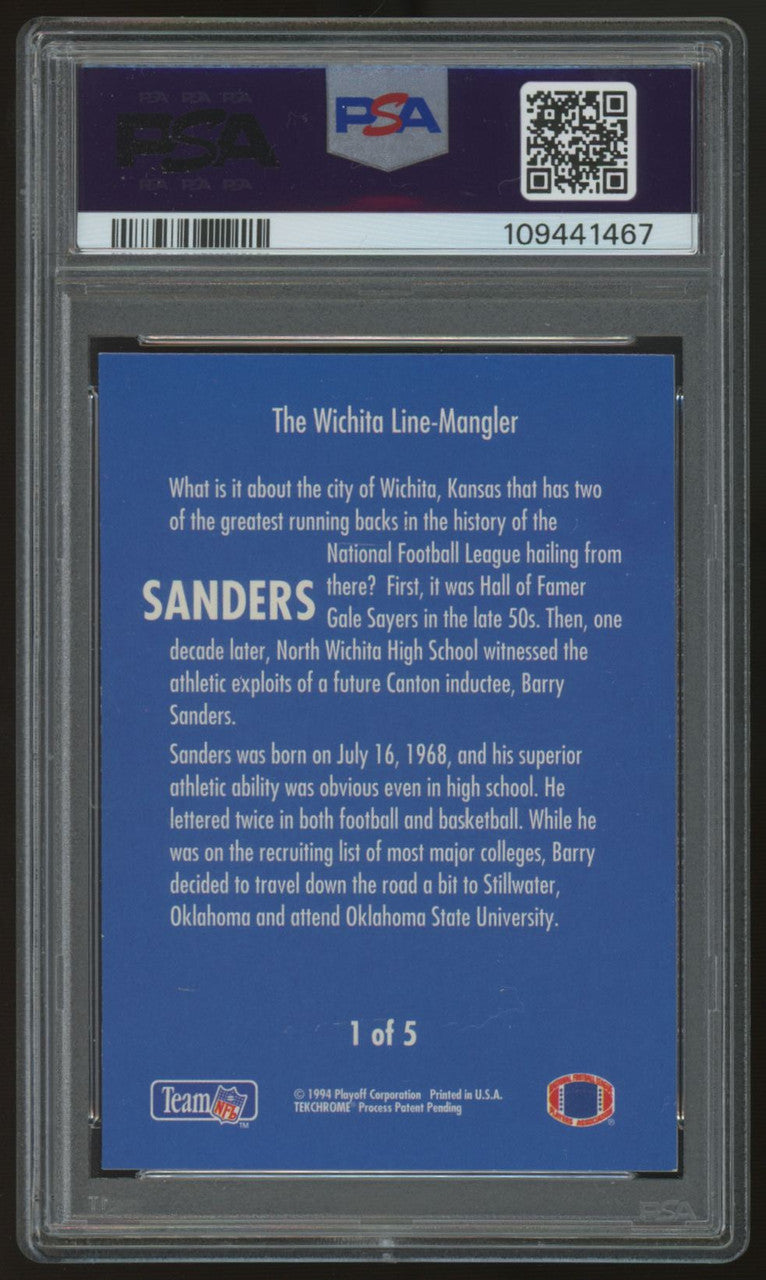1994 Playoff Collection Football Barry Sanders Rare Blue Variation #1 PSA 8