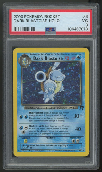 2000 Pokemon Dark Blastoise Team Rocket Holo #3 PSA 3