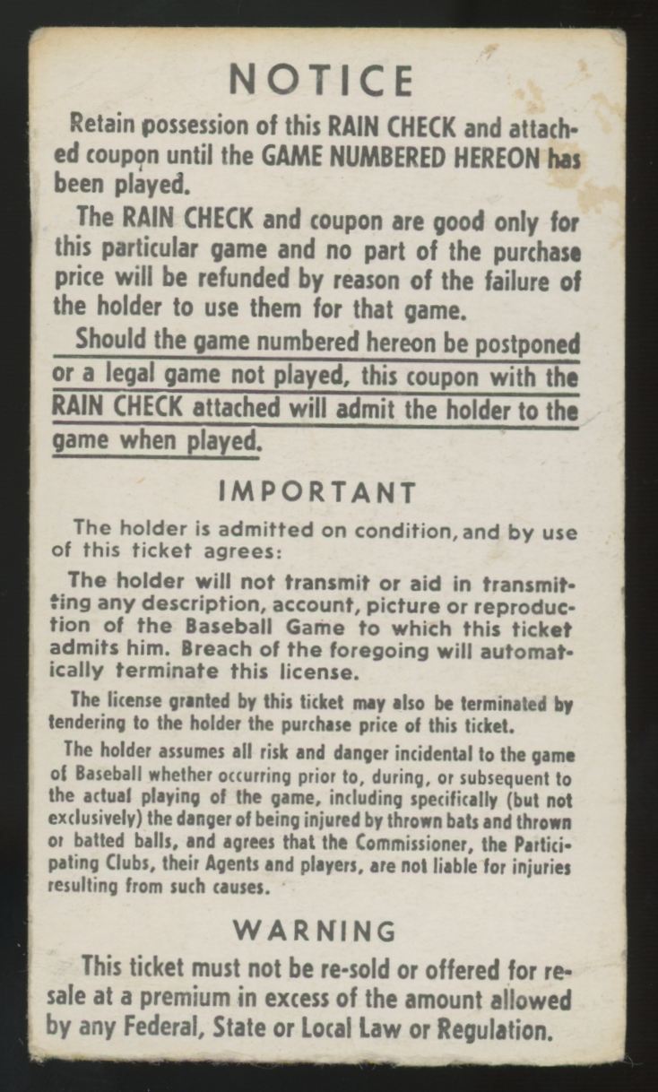 1968 World Series Detroit Tigers Game 3 Ticket Stub Low Grade