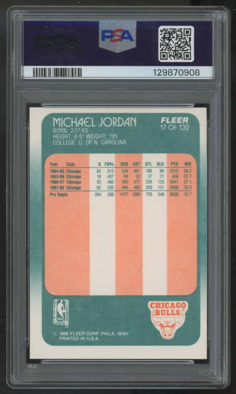 1988-89 Fleer Michael Jordan #17 PSA 8 *908