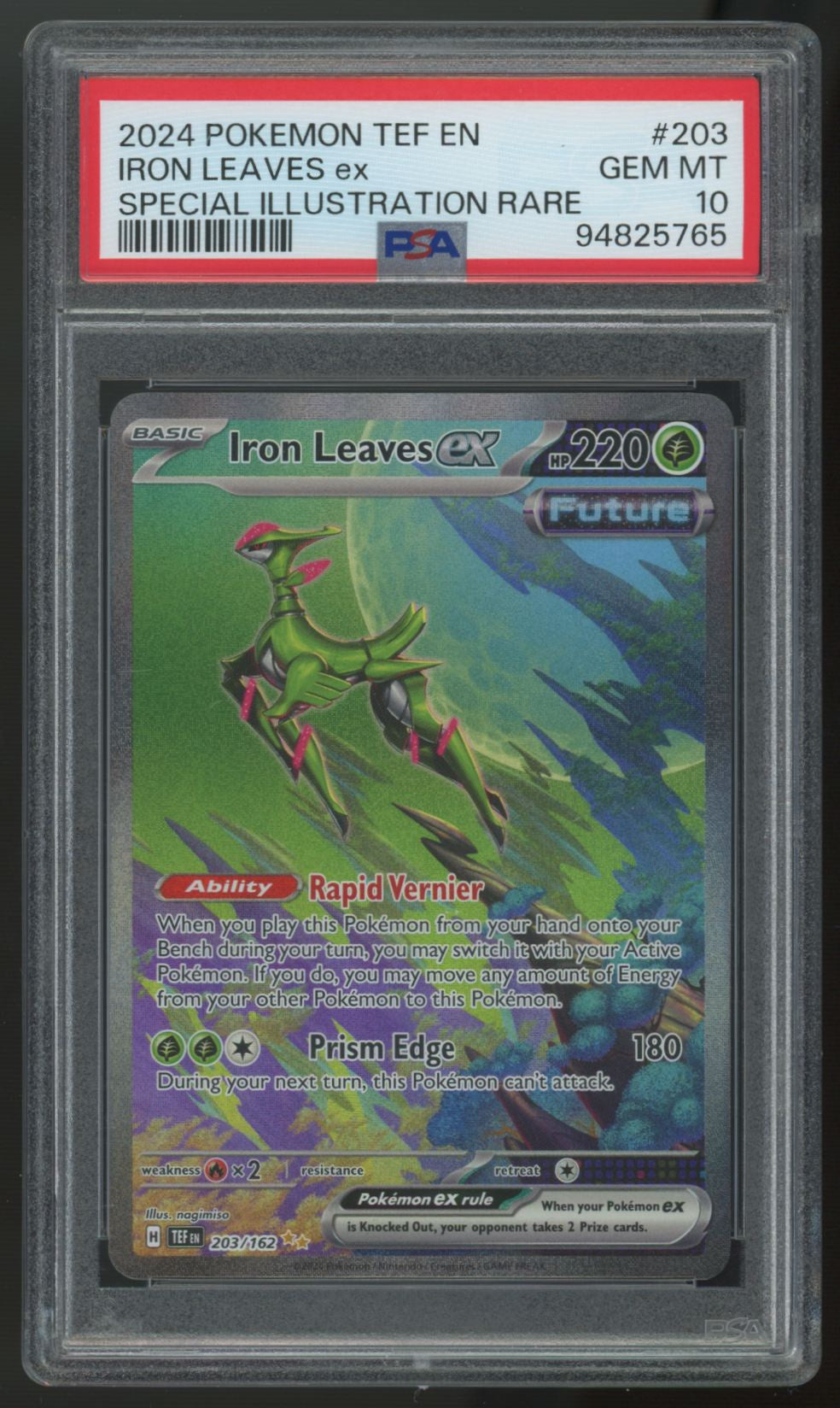 2024 Pokemon Iron Leaves ex Temporal Forces SIR #203 PSA 10
