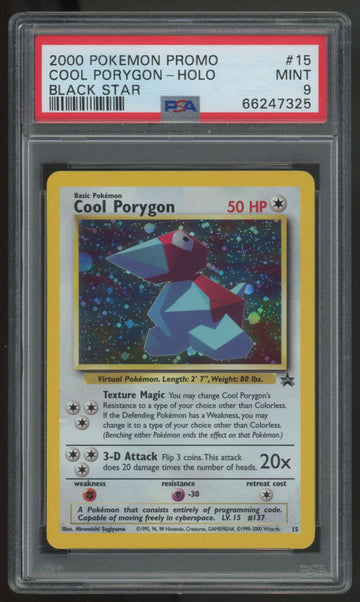 2000 Pokemon Cool Porygon Black Star Holo Promo #15 PSA 9