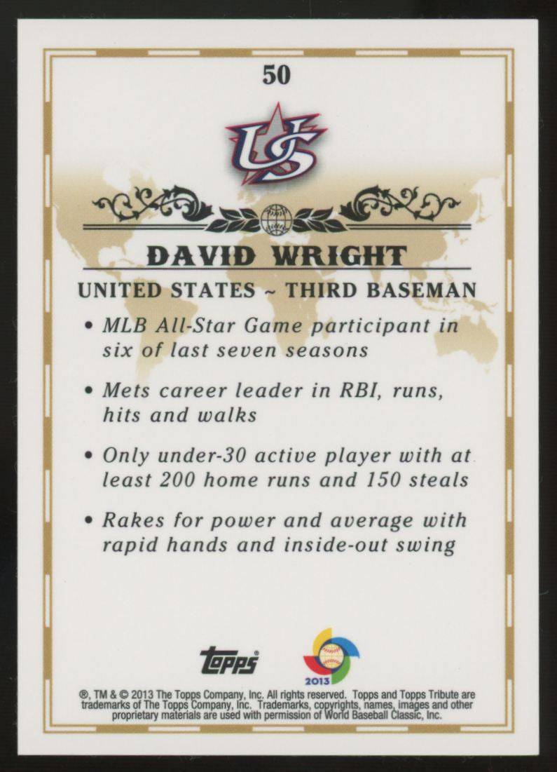 2013 Topps Tribute David Wright Gold /25 #50